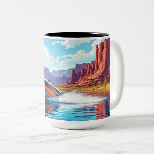 Personalized Ceramic Coffee Mug Fun Boat Theme (Devant droit)