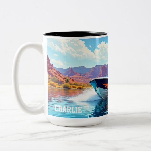 Personalized Ceramic Coffee Mug Fun Boat Theme (Gauche)