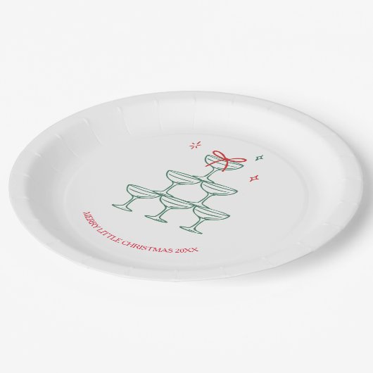Personalized Champagne Retro Christmas Cocktail Papieren Bordje (Gekanteld)