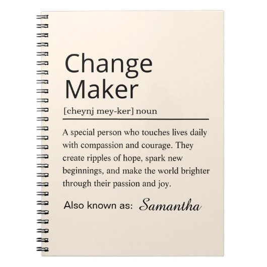 Personalized Change Maker Definition Notitieboek (Voorkant)