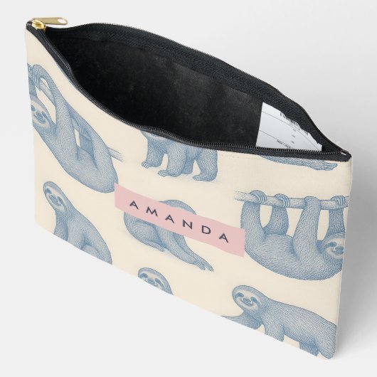 Personalized Charming Elegant Blue Sloth Pattern Etui (Open)