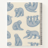 Personalized Charming Elegant Blue Sloth Pattern Notitieboek (Achterkant)