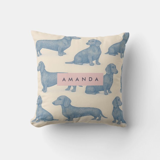 Personalized Charming Elegant Dachshund Pattern Kussen (Voorkant)