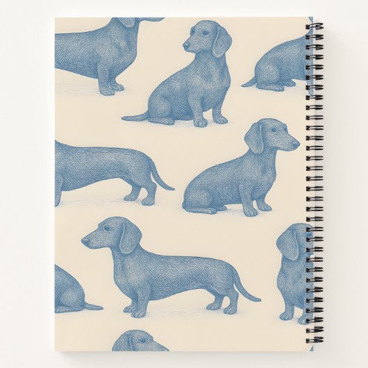 Personalized Charming Elegant Dachshund Pattern Notitieboek (Achterkant)