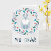 Personalized Charming Rabbit Christmas Card Kaart (Gele Bloem)