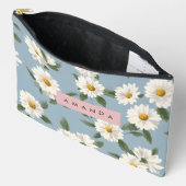 Personalized Charming White Daisies on Dusty Blue Etui (Open)