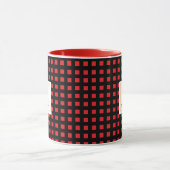Personalized Checkered Name Mug Red Black Stripe (Centre)