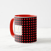 Personalized Checkered Name Mug Red Black Stripe (Devant gauche)