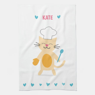 Personalized Chef Cat Kitchen Towel Theedoek