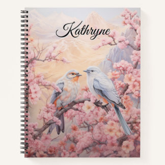 Personalized Cherry Blossom Bird  Notitieboek