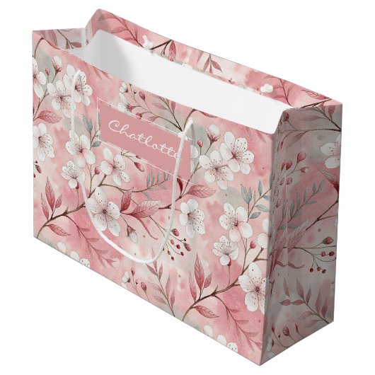 Personalized cherry blossoms groot cadeauzakje (Voorkant Gekanteld)