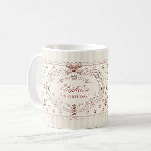 Personalized Cherry Bow Mug Koffiemok (Voorkant links)