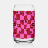 Personalized Cherry Gingham Retro Custom Name Blikvorm Glas (Rechts)