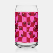 Personalized Cherry Gingham Retro Custom Name Blikvorm Glas (Links)