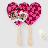 Personalized Cherry Gingham Retro Custom Name Handwaaier (Voorkant en achterkant)