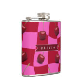 Personalized Cherry Gingham Retro Custom Name Heupfles (Rechts)