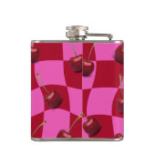 Personalized Cherry Gingham Retro Custom Name Heupfles (Achterkant)