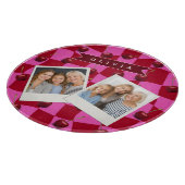 Personalized Cherry Gingham Retro Custom Name Snijplank (Hoek)