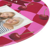 Personalized Cherry Gingham Retro Custom Name Snijplank (Hoek)