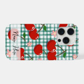 Personalized Cherry on Green Gingham Phone Case –  (Verso Horizontal)