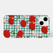 Personalized Cherry on Green Gingham Phone Case –  iPhone Hoesje (Achterkant horizontaal)