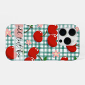 Personalized Cherry on Green Gingham Phone Case –  iPhone Hoesje (Achterkant horizontaal)