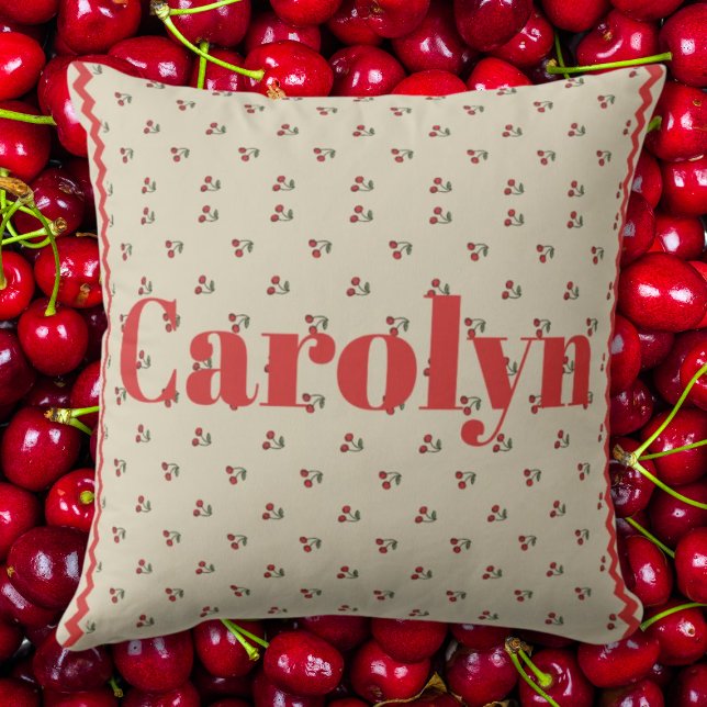 Personalized Cherry Throw Pillow with Custom Name Kussen (Creator heeft geüpload)