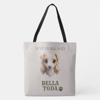 Personalized Chibi Dog & Owner Name Tote Draagtas