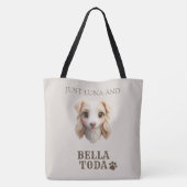 Personalized Chibi Dog & Owner Name Tote Draagtas (Achterkant)