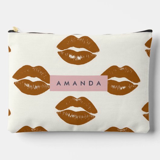 Personalized Chic Brown Lip Print Design Etui (Voorkant)