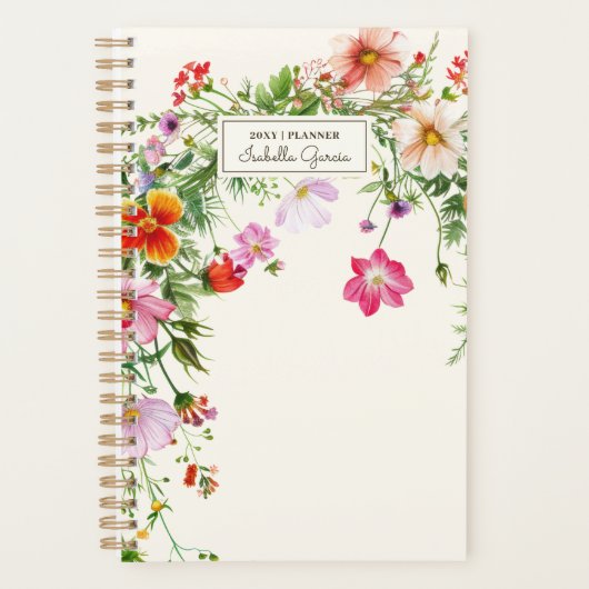 Personalized Chic Elegant Wildflower Planner (Voorkant)