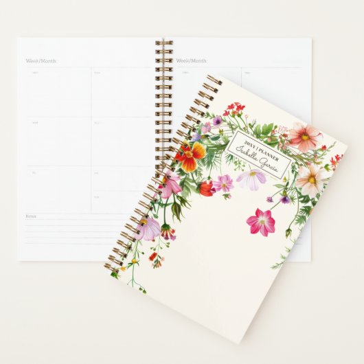 Personalized Chic Elegant Wildflower Planner (Devant avec enveloppe)