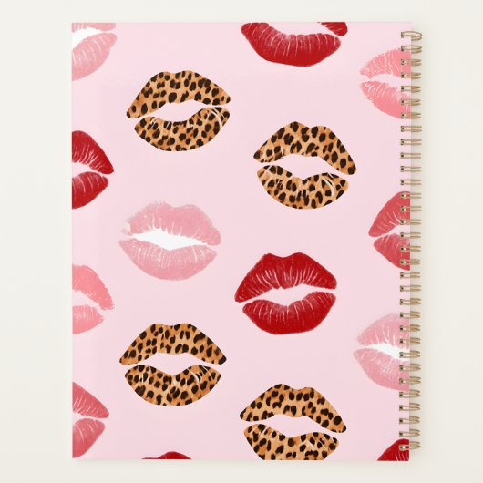 Personalized Chic Pink Leopart Print Lip Pattern (Dos)