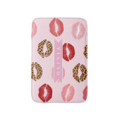 Personalized Chic Pink Leopart Print Lip Pattern Badmat (Voorkant Verticaal)