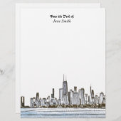 Personalized Chicago Skyline Letterhead Briefhoofd (Voorkant / Achterkant)