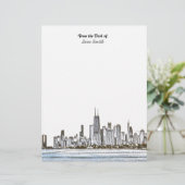 Personalized Chicago Skyline Letterhead Briefhoofd (Staand voorkant)