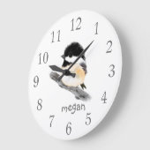 Personalized Chickadee Bird Wall Clock Grote Klok (Hoek)