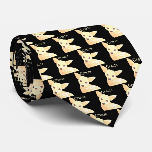 Personalized Chihuahua Men's Tie Stropdas (Opgerold)