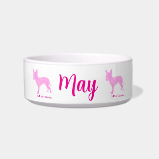 Personalized Chihuahua Pet Bowl  Pink Silhouette  Voerbakje