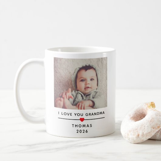 Personalized Child Photo Mug for Grandma with Name (Avec donut)