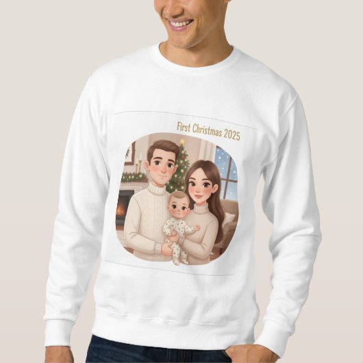 Personalized Child’s First Christmas Hoodie – Men’ Trui (Voorkant)