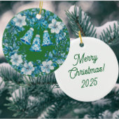 Personalized Chinoiserie Blue White Wreath Bells Keramisch Ornament