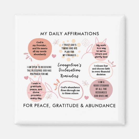 Personalized Christian Daily Affirmations Quotes Magneet (Voorkant)