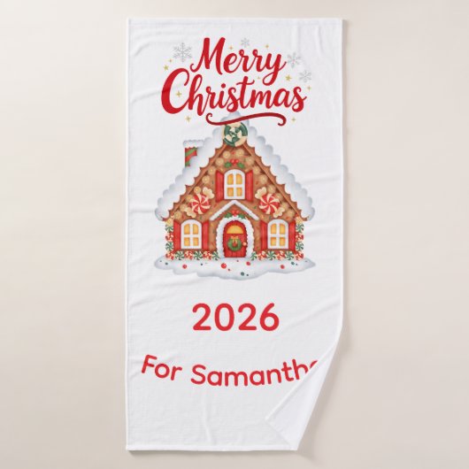 Personalized Christmas 2026 Bath Towel  (Serviette de bain)