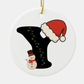 Personalized Christmas Alphabet Y Keramisch Ornament