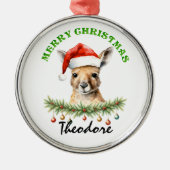 Personalized Christmas Aussie Animals Kangaroo Metalen Ornament (Voorkant)