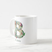 Personalized Christmas B Initial Monogram Koffiemok (Voorkant links)
