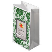 Personalized Christmas Bag Gray Serif Font   Klein Cadeauzakje (Voorkant Gekanteld)
