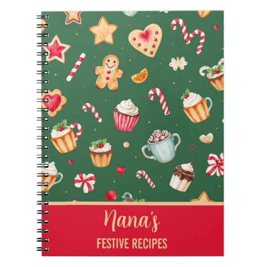 Personalized Christmas Baking Pattern Notitieboek (Voorkant)