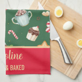 Personalized Christmas Baking Pattern Theedoek (Quarter Fold)